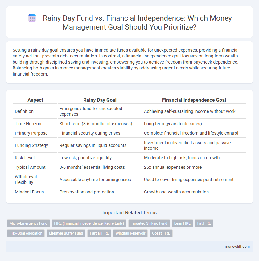Rainy Day Fund vs. Financial Independence: Which Money Management Goal Should You Prioritize?