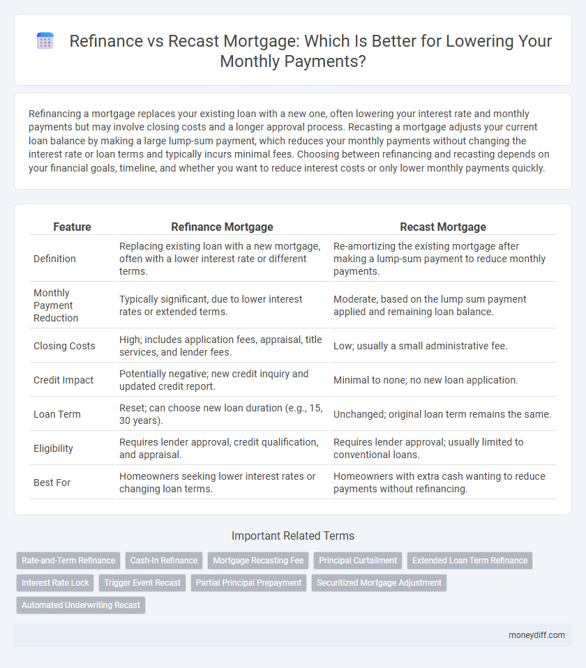 Refinance vs Recast Mortgage: Which Is Better for Lowering Your Monthly Payments?